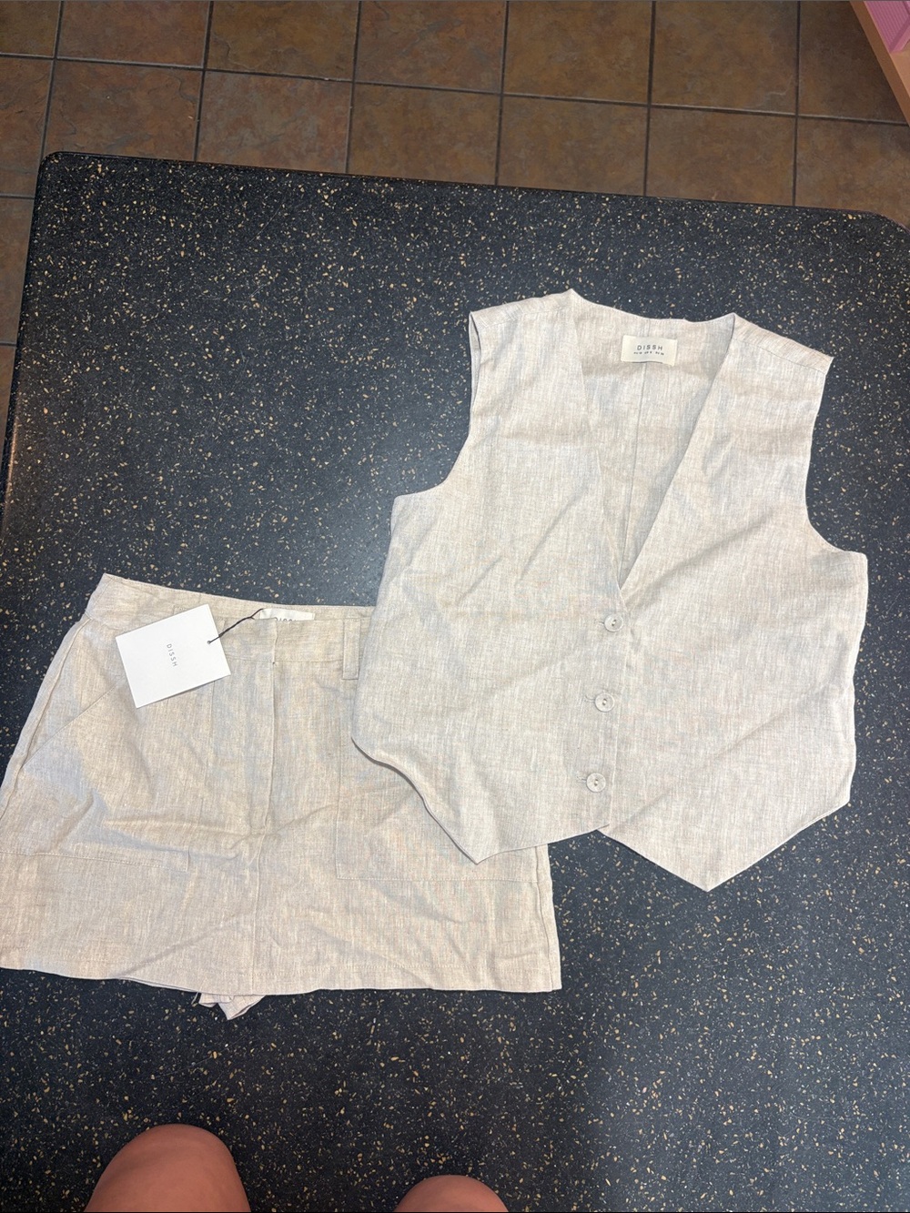 DISSH Beige Linen Skort Set